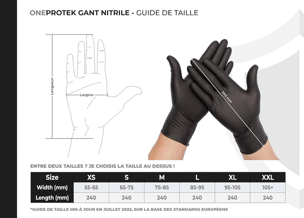 Gants nitrile noir - Haute qualité - Boîte de 100 gants
