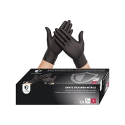 Gants nitrile noir - Haute qualité - Boîte de 100 gants