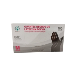 Gants latex noir Alba - Boîte de 100 gants